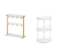 YATINEY Coffee Mug Holder Stand, Countertop Mug Tree Holder Rack, Rotating Spice Rack, 3-Tier Storage Rack, Circle Spice Rack, XMH43DW-XSR23WW