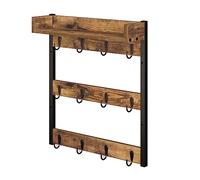 YATINEY Mug Tree, Coffee Mug Holder Stand, 3-Tier Wall Mounted Mug Storage, Mug Hanging Rack with Top Shelf, Mug Display Stand, Hanging 12 Cups, for Kitchen, Dining Room, Cafe, Rustic Brown XMH42BR