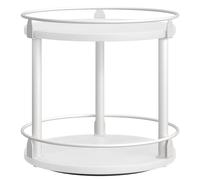 YATINEY Rotating Spice Rack, 2-Tier Lazy Susan Organiser, Circle Spice Rack, Industrial Turntable Spice Organiser, for Kitchen Countertop, Dining Table, White XSR22WW