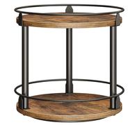 YATINEY Rotating Spice Rack, 2-Tier Lazy Susan Organiser, Circle Spice Rack, Industrial Turntable Spice Organiser, for Kitchen Countertop, Dining Table, Rustic Brown and Black XSR22BR