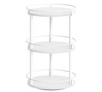 YATINEY Rotating Spice Rack, 3-Tier Lazy Susan Organiser, Circle Spice Rack, Industrial Turntable Spice Organiser, for Kitchen Countertop, Dining Table, White XSR23WW