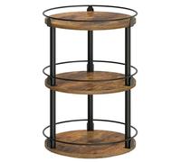 YATINEY Rotating Spice Rack, 3-Tier Storage Rack, Circle Spice Rack, Industrial Turntable Spice Holder, for Kitchen Countertop, Dining Table, Rustic Brown and Black XSR23BR