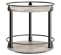 YATINEY Spice Rack, 2-Tier Storage Rack, Circle Rotating Spice Rack, Industrial Turntable Spice Holder, for Kitchen Countertop, Dining Table, Office Desk, Greige Black XSR22BG