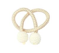 YATINGZHANG Tie Backs For Curtains 1Pcs Pearl Buckle Curtain Clip Tieback Holdbacks Tie Backs Strap Ball Hanging Lace Accessories(Dark Beige)