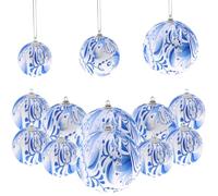 Yatinkim 10 Pcs Christmas Hanging Ball Assorted Blue White Chinoiserie Ornament Balls for Christmas Tree Decoration Handmade Decorative Fabric Balls Home Wedding Party