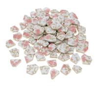 Yatinkim 500g Ceramic Mosaic Tiles Irregular Broken Porcelain Pieces DIY Decoration Pink Flower Glazed Bulk Making Supplies Art Projects Making Home Kitchen Floor Pool Plates