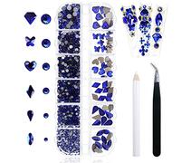 Yatinkim 810pcs Blue Nails Rhinestones for Crafts Nail Art Gems Crystal Charms Flatback Diamond Design Makeup Teeth embellishments Shoes Wax Pencil