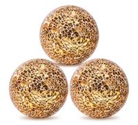 Yatinkim Decorative Balls for Bowls Gold 3pcs Mosaic Glass Ball 8.5 cm | Mirror Glass Orbs Sphere for Dining Table Centerpiece Vases Plate Christmas Living Room Wedding Party Decor