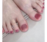 Yatinkim Pink Press on Toe Nails Solid Color Fake Toenails Tips Glitter Glossy Cute Artificial Foot Manicure Natural Super Fit Summer Daily Wear 24 Pcs