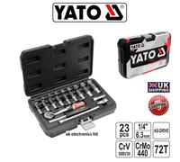 YATO 23pcs HEAVY DUTY 1/4"AS-DRIVE TOOL SOCKET SET RATCHET 4-13mm in Case 72T