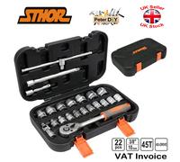 Yato 58661 Sthor 22 Ppcs 3/8" Ratcheting Socket Bit Reversible Ratchet Set