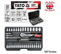 Yato Professional 38 pcs Ratchet Socket Set 1/4" Tools Toolbox YT-14471