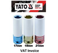 Yato Professional Alloy Deep Thin Wall Impact Socket Set 17 19 21mm CrMo YT-1056