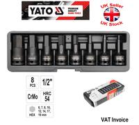 Yato Tube Set YT-1066 - 8pcs Impact Hex Bit 1/2"