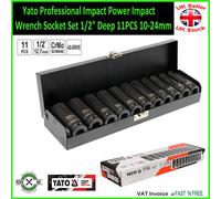Yato Professional Impact Power Impact Wrench Socket Set 1/2" Deep 11PCS 10-24mm
