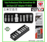 Yato Professional Ribe Screwdriver Bit Set 8 pcs 1/2" Adaptor YT-0418