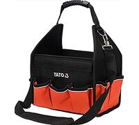 Yato Tool Bag 16 Compartments 29.5 x 19 x 21 cm Red/Black Carry Strap Polyester Tool Box Open