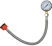 Yato Water Pressure Gauge, 30 cm Braided Stainless Steel Hose, 11 Bar, Pressure Test with Precise Fine Scale, 3/4 and 1/2 Inch Male Thread