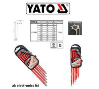Yato Torx Star Tamperproof Security T10-T50,20,25,30,40,45 Long Arm 9pcs Key Set
