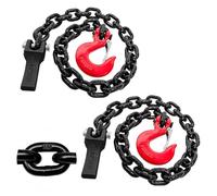 YATOINTO 2-Pack Grade 80 Trailer Safety Chain 36 Inch, Black Electrophoresis Finish with 3/8'' Red Clevis Snap Hook and Chain Retainer | Heavy Duty Transport Chain WLL 25,000 lbs for Towing