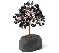 YATOJUZI Black Obsidian Healing Crystal Tree Natural Gemstone Crystals Stone Base Copper Wire Tree Life Money Trees Home Office Desk Room Bookshelf Decor Reiki Spiritual Energy for Womem Men