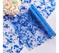 YATOJUZI Blue Table Runner, 33 Ft Metallic Foil Thin Mesh Table Runners, Sequin Glitter Blue Table Decorations Centerpieces for Wedding Birthday Christmas Party (One Roll)