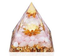 YATOJUZI Orgone Pyramid Healing Crystal Stone Natural Rose Quartz Crystal Pink Decor Chakra Reiki Flower Of Life Organite Gemstone Energy Balance Home Office Desk Decor Lucky Gift Women Men