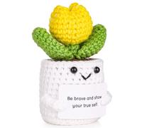 YATOJUZI Positive Crochet Tulip Emotional Spiritual Support Encouragement Inspirational Gifts for Women Men Coworker Friends Office Desk Car Decor