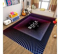 YATOLA Carpet Rug Rectangle Non-Slip Washable Crawling Mat Playmats Floor Black Red Purple Carpets Bedroom Playroom Girl Boy Living Room Large Computer Guitar Area Rugs Fire Music (Black 2, 40x60cm)