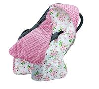 YATOLA Marine Animal Whale Wrap Travel Blanket Hooded Cosy Toes for Car Seat Blanket Wrap for Babies with Hood Baby Blanket Baby Carrier Seat Blanket for Shopping Cart Lounger (White Pink)