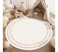YATOLA Round Kids Area Rug Alphabet Nursery Crawling Play Mat for Children Toddlers Bedroom Carpet Playmat Exercise Educational Game Baby Toddler Boy Playroom Animal Tiger Floormat (White 2, 80cm)