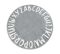 YATOLA Round Rug Kids Classroom Non-Slip Fluffy Alphabet Grey Shaggy Floor Carpet (Grey, 80x80cm)