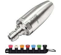 YATOSEEN 3600 PSI Stainless Turbo Nozzle for Pressure Washer, 360° Rotating Pressure Washer Nozzle with 1/4" Quick Connector, 7 Nozzle Tips with Nozzle Holder Hot & Cold Water(Orifice 3.0)