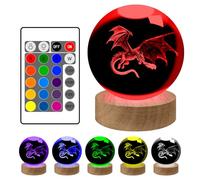 YATOSEEN 3D Dragon Night Light, K9 Crystal Model, 3D Engraved Dragon Crystal Ball with LED Light Base, Gift for Kids, Couples, Birthdays & Festivals