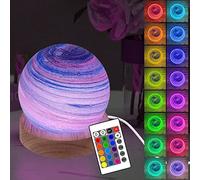 YATOSEEN 3D Planet Night Light, 16 Colors LED Sunset Glow Mood Light Table Lamp Astronomy Ornament with Remote Control and Wooden Base, Unique and Cool Gifts for Adult Children
