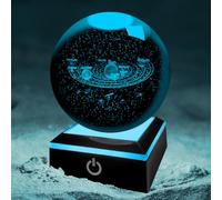 YATOSEEN 3D Solar System Night Light, K9 Crystal Planet Model, 3D Engraved Solar System Ball with LED Light Base, Gift for Kids, Couples, Birthdays & Festivals