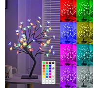 YATOSEEN 48-LED Artificial Illuminated Cherry Blossom Tree, RGB Cherry Blossom Tree Light with Remote Control, 16 Color Changes, Home Decor Night Light, Suitable for Valentine's Day,Christmas,Wedding
