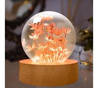 YATOSEEN Crystal Table Lamp with Perpetual Flower, 6cm Mood Night Light with Wooden Base, Desk Decorations Gift for Adults or Kids
