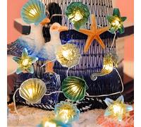 YATOSEEN LED Marine Life Theme Light String, 2M 20LED Super Fun Seahorse Starfish Conch Seashell String Lights with Remote Control, Battery or USB Powered Lights for Outdoor Indoor Children Decoration