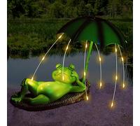 YATOSEEN Solar Garden Statue Frog Decor - Solar String Light LED Frogs Umbrella Figurine with Lights Waterproof, Animal Statue Decoration Ornaments Housewarming Gifts for Patio/Lawn/Balcony/Backyard