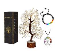 YATSKIA Clear Quartz Crystal Wire Tree - Crystal Trees - Positive Energy - Tree of Life Decor - Crystal Ornaments - Quartz Crystal - Gem Tree - Crystals Gifts for Women - Spiritual Décor