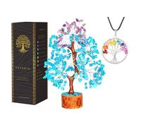 Yatskia Crystal Tree of Life - Turquoise and Amethyst Gemstones - Spiritual Decor for Home Office - Good Luck Charm