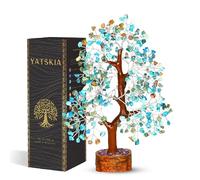 Yatskia Turquoise Crystal Tree - Gemstone Tree - Crystal Home Decor - Good Luck Charms - Spiritual Gifts for Women - Chakra Stones - Meditation Decor