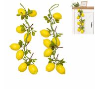 Yattuyix 2 Pcs Artificial Lemon Branches, 55cm Simulation Lemons(Yellow) | Fade Resistant Adjustable Durable Odourless Maintenance Free Reusable Hanging Design Non Watering Required for Home Kitchen