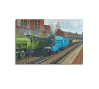 YATU Transport Poster Blue Steam Train Poster Decorative Painting Canvas Wall Posters And Art Picture Print Modern Family Bedroom Decor Posters 08x12inch(20x30cm)