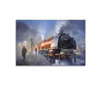 YATU Vintage Steam Train Poster in The City Poster Decorative Painting Canvas Wall Posters And Art Picture Print Modern Family Bedroom Decor Posters 12x18inch(30x45cm)