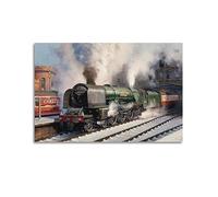 YATU Vintage Transport Art Poster Steam Train in The Snow Poster Decorative Painting Canvas Wall Posters And Art Picture Print Modern Family Bedroom Decor Posters 08x12inch(20x30cm)