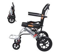 yatuiex Lightweight Folding Wheelchair, Portable Transit Travel Wheelchair with Adjustable Safety Strap, Small Wheelchairs with All Terrain Wheels and Shock-Absorbing Pump, Support 80kg