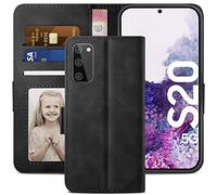 YATWIN Compatible with Samsung Galaxy S20 Case, Flip Wallet Leather Case with Card Slot and Shockproof Function Kickstand Phone Cases Cover for Samsung S20 4G/5G - Black