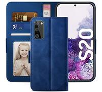 YATWIN Compatible with Samsung Galaxy S20 Case, Flip Wallet Leather Case with Card Slot and Shockproof Function Kickstand Phone Cases Cover for Samsung S20 4G/5G - Blue